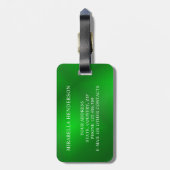 緑エレガントと白の名前をカスタムする ラゲッジタグ (裏面縦)