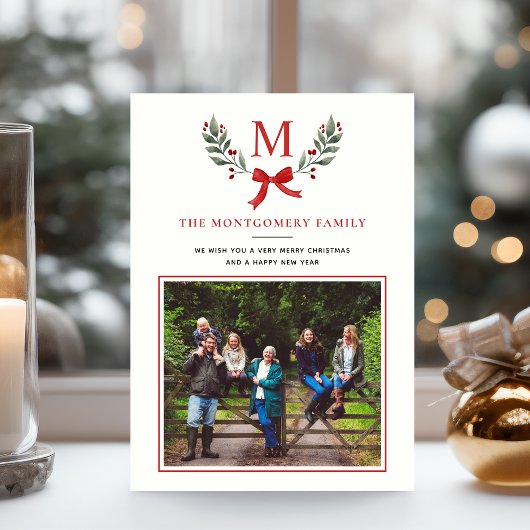 緑エレガントと白の水色ホリー緑 シーズンカード