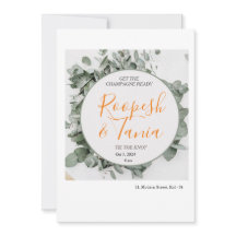 緑エレガントと白の結婚式招待状カード