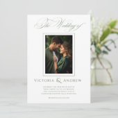 緑エレガントと白の結婚式招待状&写真 招待状 (スタンド正面)