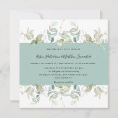 緑エレガントと緑のスティープ、スクエア結婚 招待状 (正面)