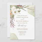 緑エレガントと緑の水の色結婚の 招待状 (正面)