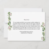 緑エレガントと美しいフローラ結婚ズ サンキューカード (裏面)