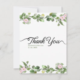 緑エレガントと美しいフローラ結婚ズ サンキューカード