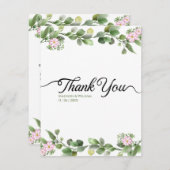緑エレガントと美しいフローラ結婚ズ サンキューカード (正面/裏面)