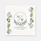 緑エレガントと美しいフローラ結婚ズ スタンダードカクテルナプキン (正面)