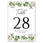 緑エレガントと美しいフローラ結婚ズ テーブルナンバー (裏面)