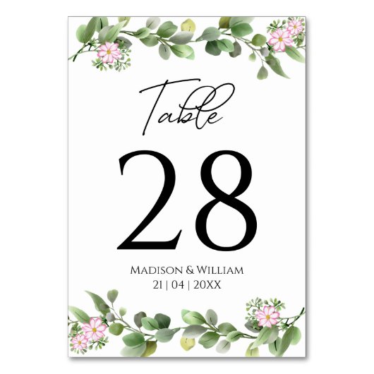 緑エレガントと美しいフローラ結婚ズ テーブルナンバー (正面)
