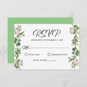 緑エレガントと美しいフローラ結婚ズ 出欠カード (正面/裏面)