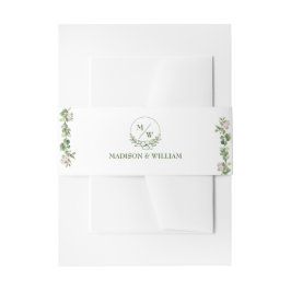 緑エレガントと美しいフローラ結婚ズ 招待状ベリーバンド