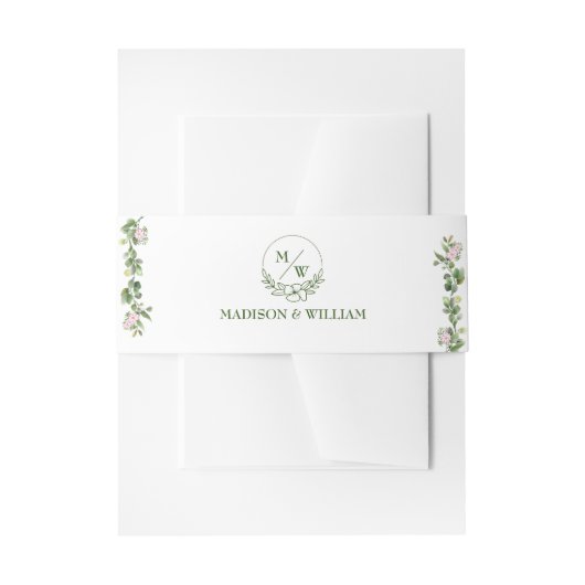 緑エレガントと美しいフローラ結婚ズ 招待状ベリーバンド (正面例)