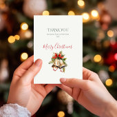 緑エレガントと赤のクリスマスサンキューカード。 サンキューカード