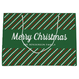 緑エレガントと赤のクリスマス ラージペーパーバッグ