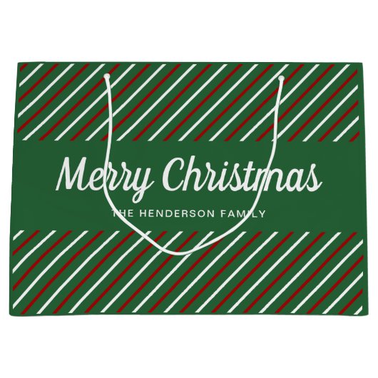 緑エレガントと赤のクリスマス ラージペーパーバッグ (正面)