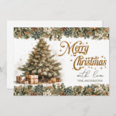 緑エレガントと金ゴールドが心地よいクリスマスツリー。 シーズンカード (正面/裏面)