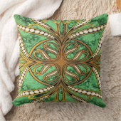 緑エレガントと金ゴールドのダマスクのパターン クッション (ブランケット)