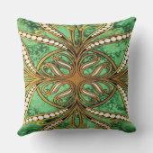 緑エレガントと金ゴールドのダマスクのパターン クッション (裏面)