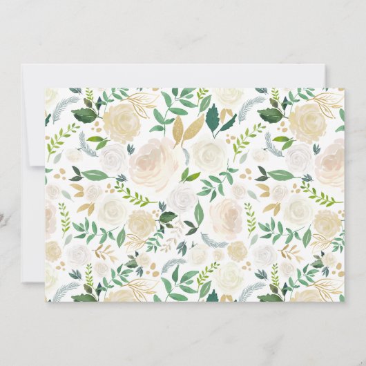 緑エレガントと金ゴールドのフローラ写真バプテスマ 招待状 (裏面)