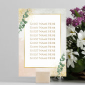 緑エレガントと金ゴールドの写真結婚のテーブル番号 テーブルナンバー