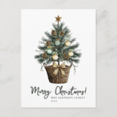 緑エレガントと金ゴールドの水色クリスマスツリー シーズンポストカード (正面)