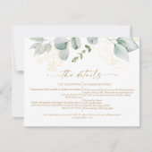 緑エレガントと金ゴールドの結婚詳細カード 招待状 (正面)