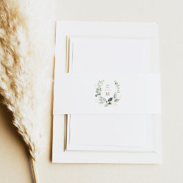 緑エレガントと金ゴールドイニシャル結婚ズ 招待状ベリーバンド