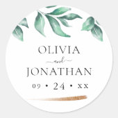 緑エレガントと金ゴールドミニマ結婚リスト ラウンドシール (正面)