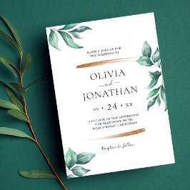 緑エレガントと金ゴールドミニマ結婚リスト 招待状