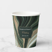 緑エレガントと金ゴールド大理石結婚の 紙コップ (正面)