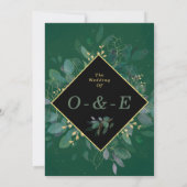 緑エレガントと金ゴールド幾何学枠ユーカリ 招待状 (裏面)