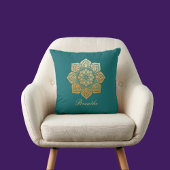 緑エレガントと金ゴールド曼荼羅を吸う クッション