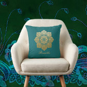 緑エレガントと金ゴールド曼荼羅を吸う クッション