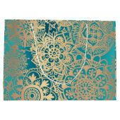 緑エレガントと金ゴールド曼荼羅図 ラージペーパーバッグ (裏面)