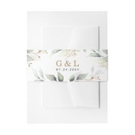 緑エレガントと金ゴールド素朴結婚ズ 招待状ベリーバンド