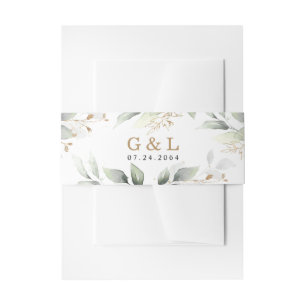 緑エレガントと金ゴールド素朴結婚ズ 招待状ベリーバンド