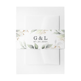 緑エレガントと金ゴールド素朴結婚ズ 招待状ベリーバンド