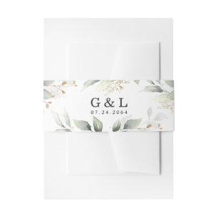 緑エレガントと金ゴールド素朴結婚ズ 招待状ベリーバンド