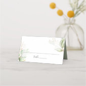 緑エレガントと金ゴールド結婚の プレイスカード (正面)