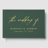 緑エレガントと金箔の書結婚道 ゲストブック (正面)