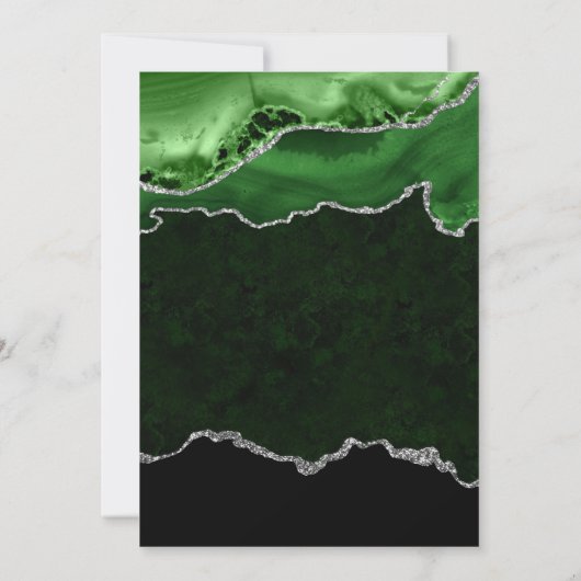 緑エレガントと銀の大理石瑪瑙の卒業 招待状 (裏面)