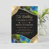 緑エレガントと青のアゲート21歳の誕生日 招待状 (スタンド正面)