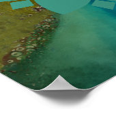 緑エレガントと青のファンタジー女性ポートレート ポスター (角)