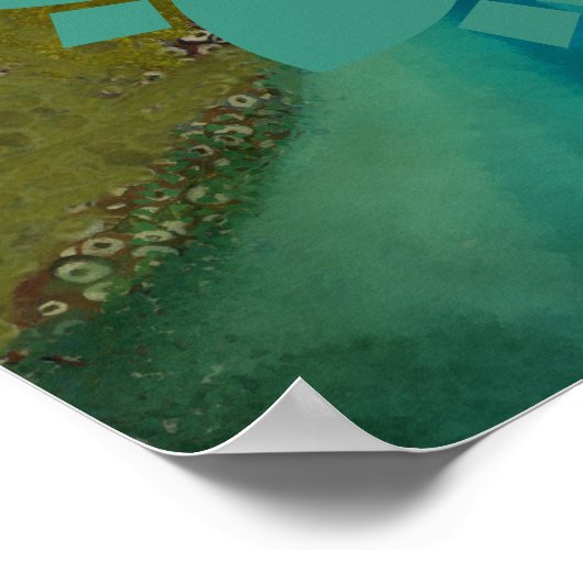 緑エレガントと青のファンタジー女性ポートレート ポスター (角)