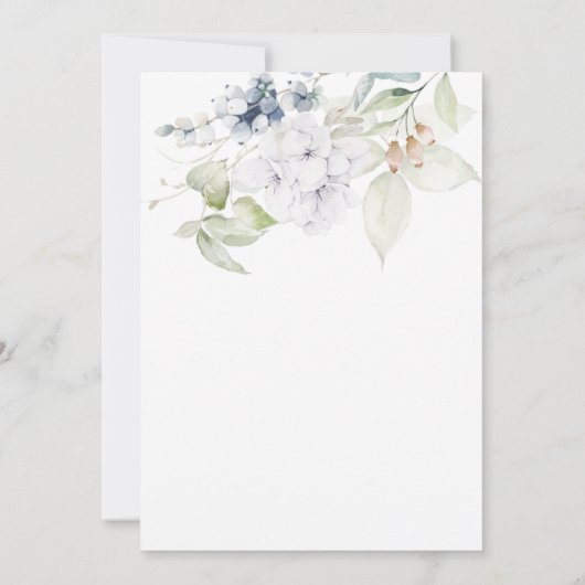 緑エレガントと青のフローラ結婚の 招待状 (裏面)