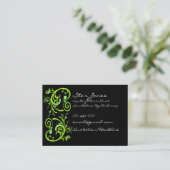 緑エレガントと黒の渦巻き名刺 名刺 (スタンド正面)