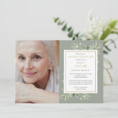 緑エレガントのお祝いの写真 招待状 (スタンド正面)