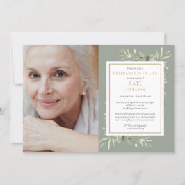 緑エレガントのお祝いの写真 招待状