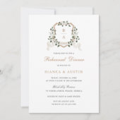 緑エレガントのアイビーフローラクレストリハーサルディナー 招待状 (正面)