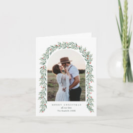 緑エレガントのアーチ2モダン写真クリスマス シーズンカード