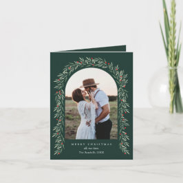 緑エレガントのアーチ2モダン写真クリスマス シーズンカード